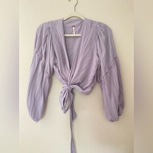 Free People Dream Girl Lavender Wrap Blouse Size XS